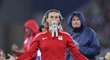 Česká oštěpařka Barbora Špotáková se raduje po zisku bronzové medaile v Riu