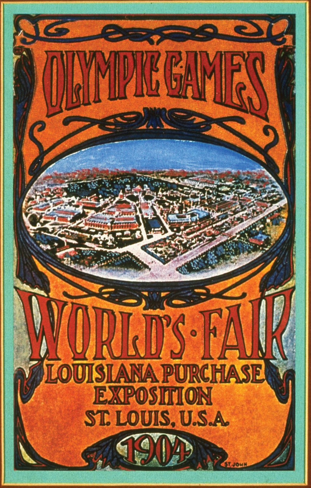 Plakát k olympijským hrám v roce 1904, které se konaly v americkém St. Louis
