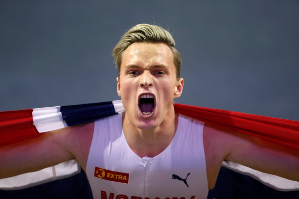 Nadšený norský atlet Karsten Warholm
