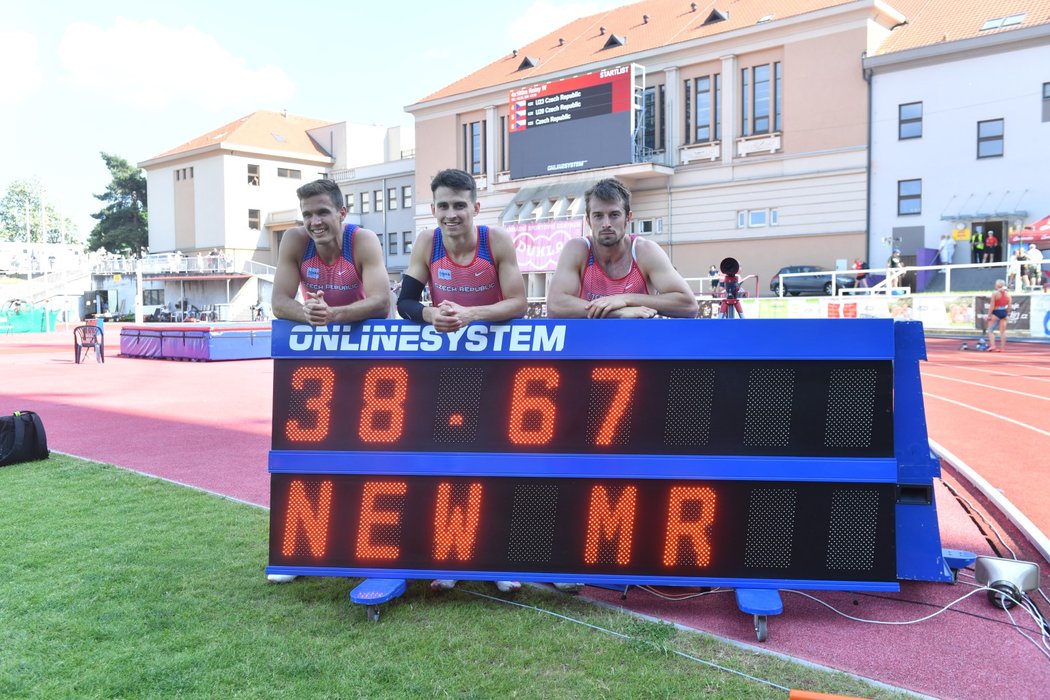 Mužská reprezentační štafeta na 4x100 metrů se na Memoriálu Josefa Odložila na pět setin přiblížila českému rekordu