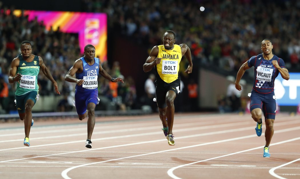 V posledním běhu Usaina Bolta na 100 metrů ho předčili dva Američané Coleman a Gatlin