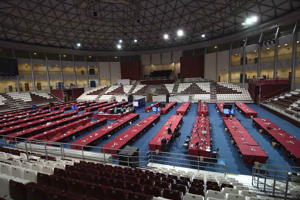 Tiskové centrum na stadionu v Dauhá