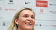 Oštěpařka Barbora Špotáková vystoupila 16. září 2019 v Praze na tiskové konferenci Českého atletického svazu před mistrovstvím světa v atletice v Dauhá