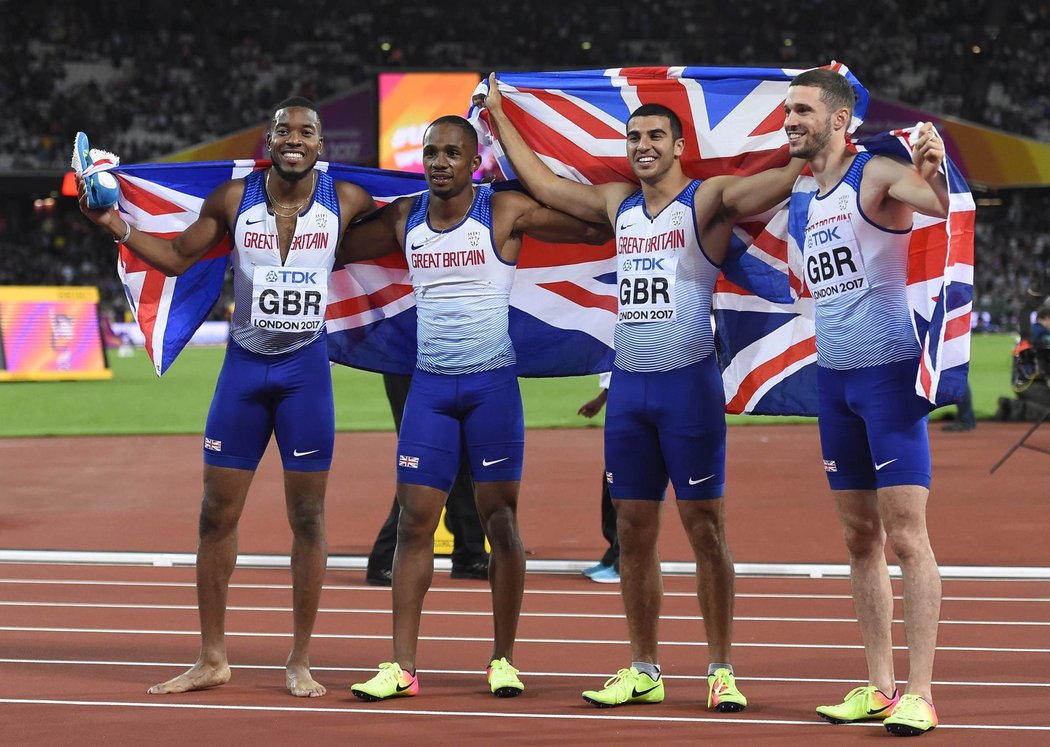 Vítězný tým běhu 4x100m z Velké Británie