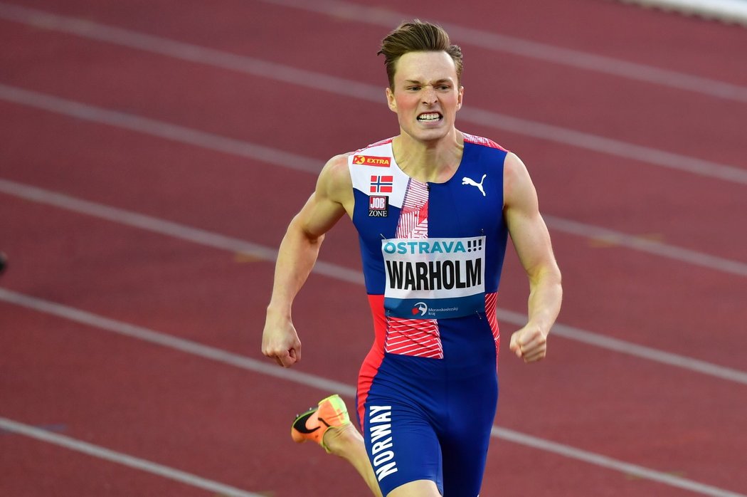 Karsten Warholm vyhrál na Zlaté tretře v Ostravě závod na 400 m překážek, ale na světový rekord nedosáhl