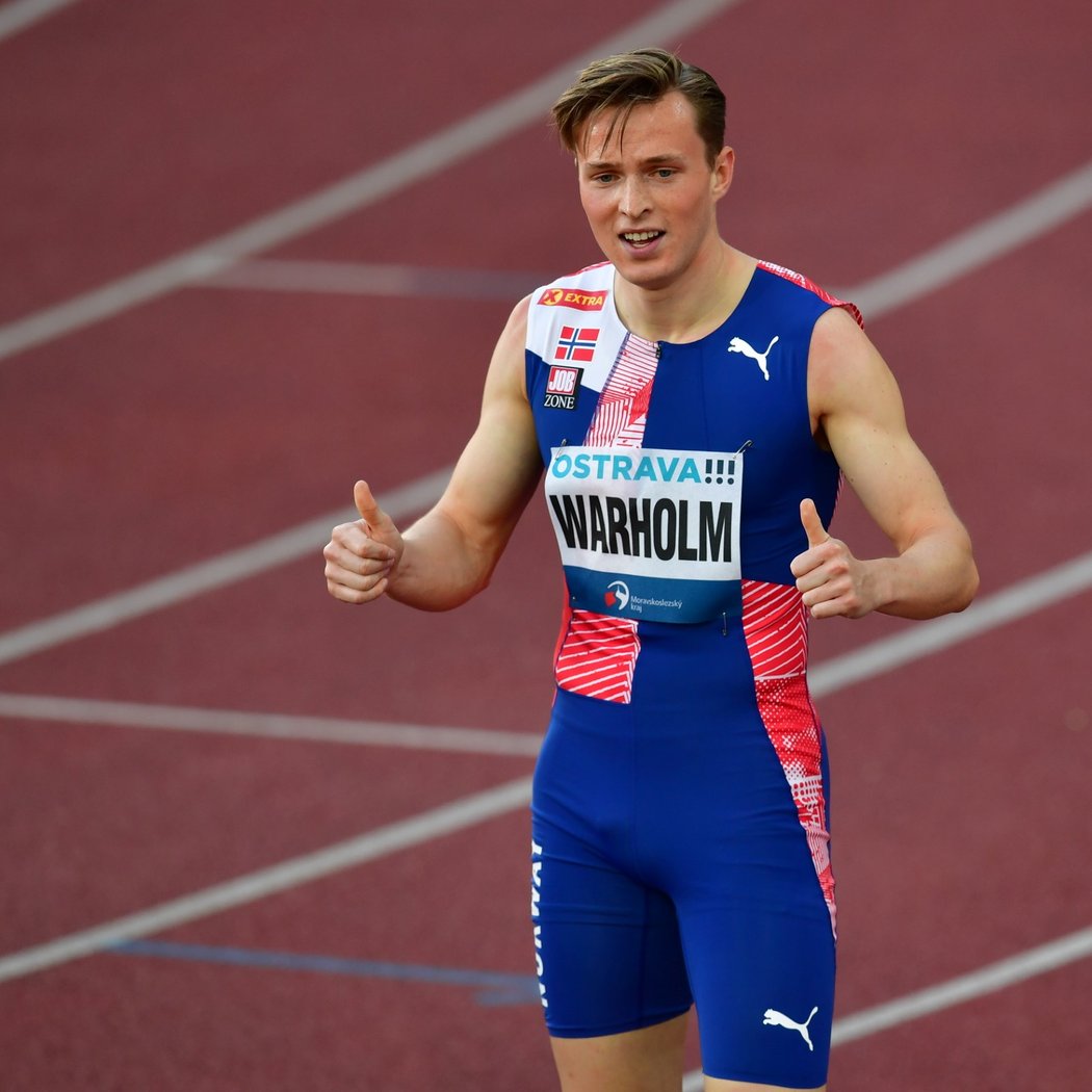 Karsten Warholm vyhrál na Zlaté tretře v Ostravě závod na 400 m překážek, ale na světový rekord nedosáhl