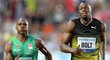 Usain Bolt při svém posledním startu na Zlaté tretře do poslední chvíle bojoval s Kubáncem Yunierem Pérezem (vlevo)