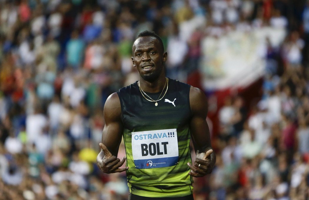 Usain Bolt po svém posledním startu na Zlaté tretře v Ostravě