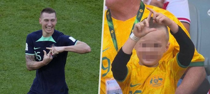 Australský útočník Mitch Duke oslavil gól se svým synem
