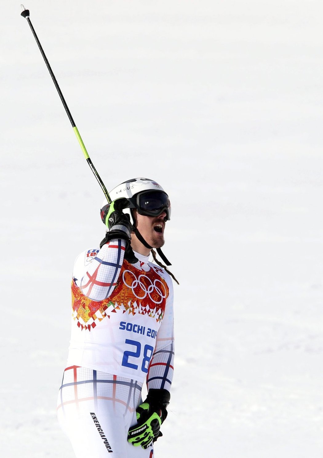 Zklamaný Ondřej Bank v cíli obřího slalomu, ve kterém obsadil páté místo