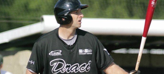 Osobnost baseballové extraligy Pavel Budský, hráč brněnských Draků.