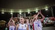 České basketbalistky se radují z titulu mistryň světa ve hře tři na tři