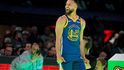 Radost Stephena Curryho po vítězství v dovednostním souboji All Star Game NBA