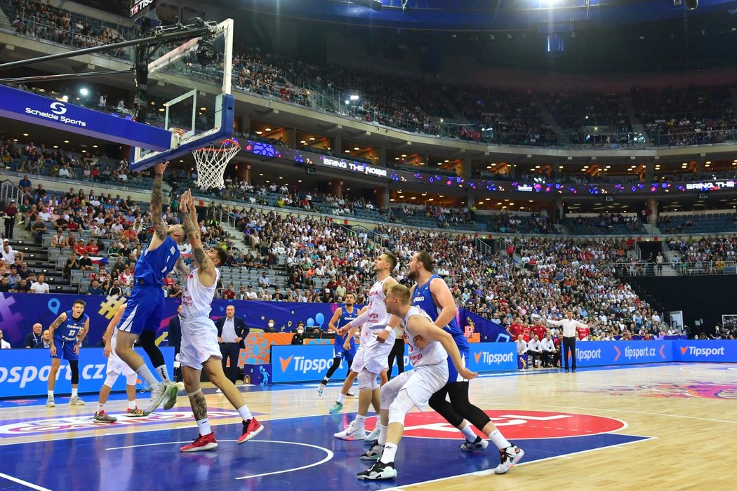 Basketbalisté Česka během utkání s Polskem