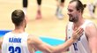 Čeští basketbalisté během přípravného utkání před mistrovstvím Evropy