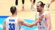 Čeští basketbalisté během přípravného utkání před mistrovstvím Evropy