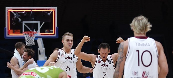 Lotyšští basketbalisté se radují v osmifinále ME se Slovinskem