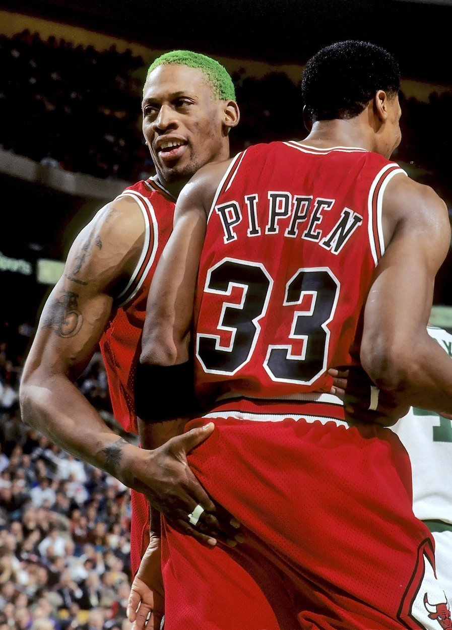 Opory Bulls v 90. letech Dennis Rodman a Scottie Pippen