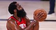 James Harden v dresu Houston Rockets v zápase proti Milwaukee