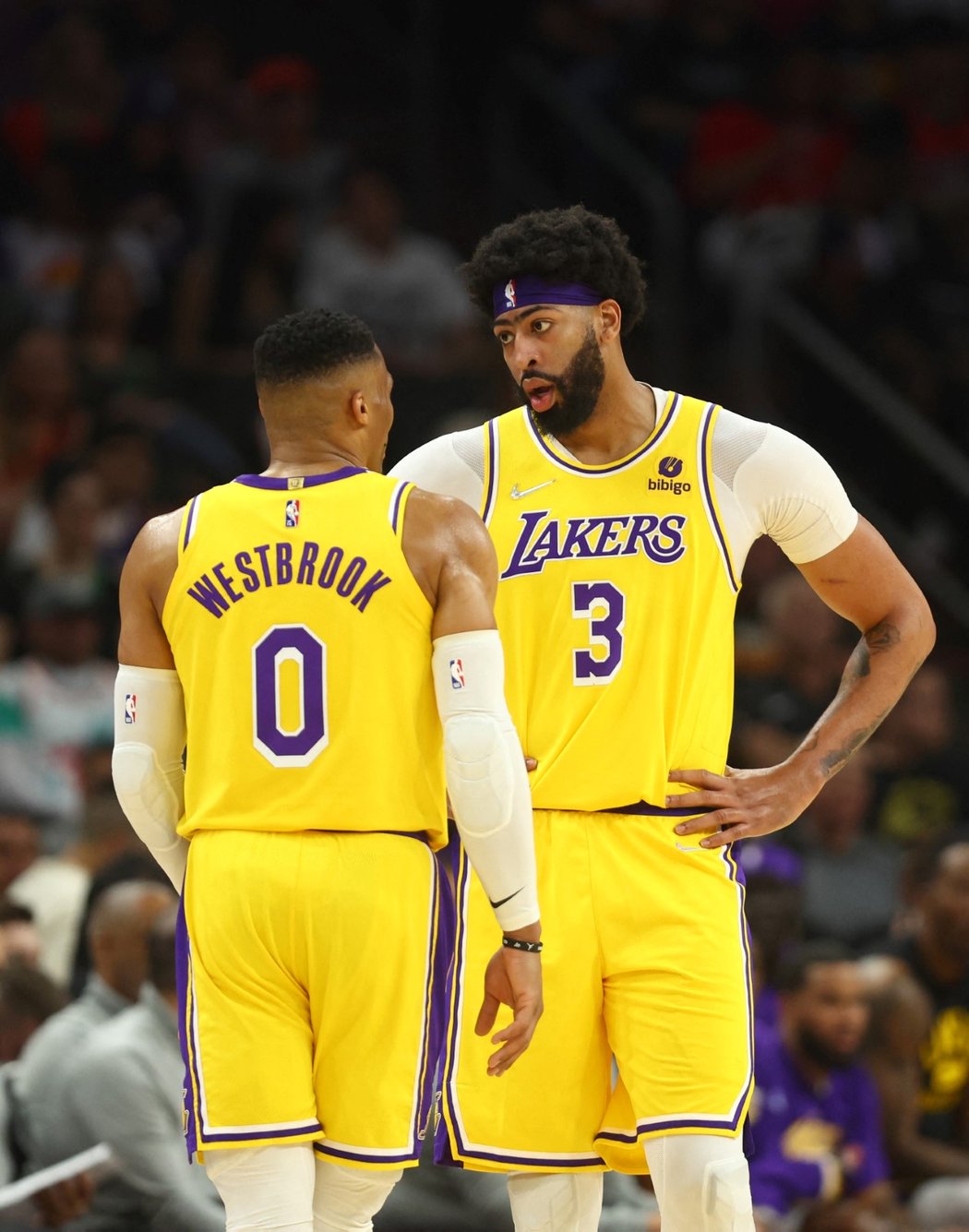 Hvězdní hráči Lakers Russell Westbrook a Anthony Davis