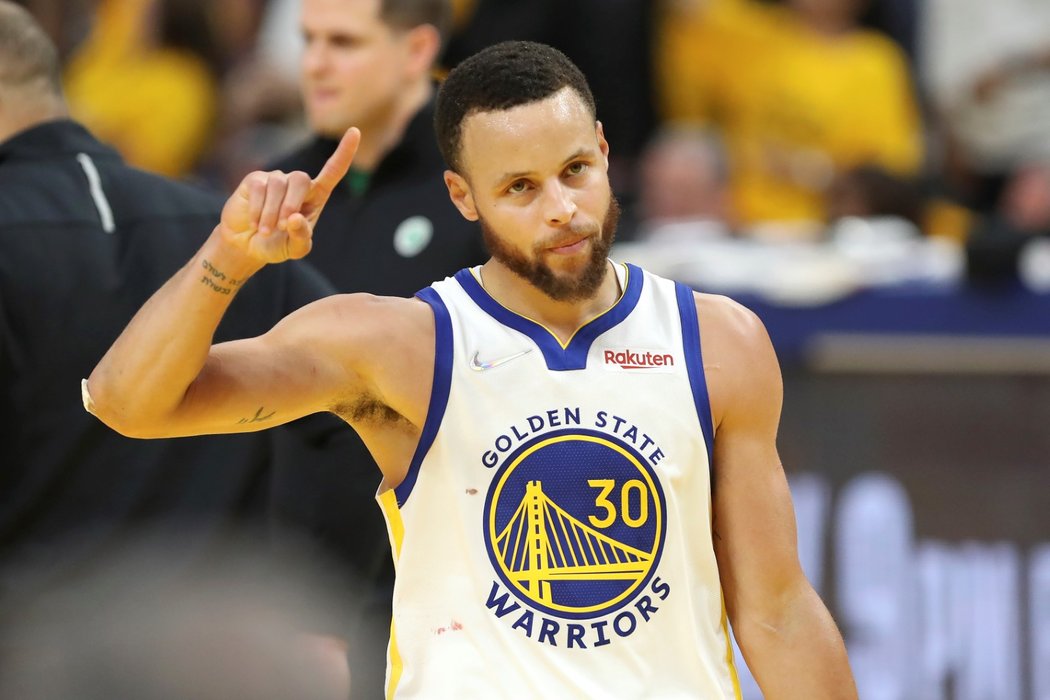 Hvězda Golden State Stephen Curry během finále play off NBA