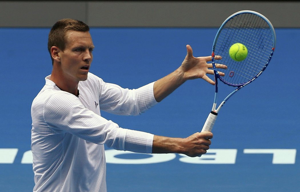 Tomáš Berdych při tréninku na Australian Open v Melbourne parku