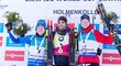 Uprostřed nejlepší biatlonista současnosti, vítěz Světového poháru Martin Fourcade