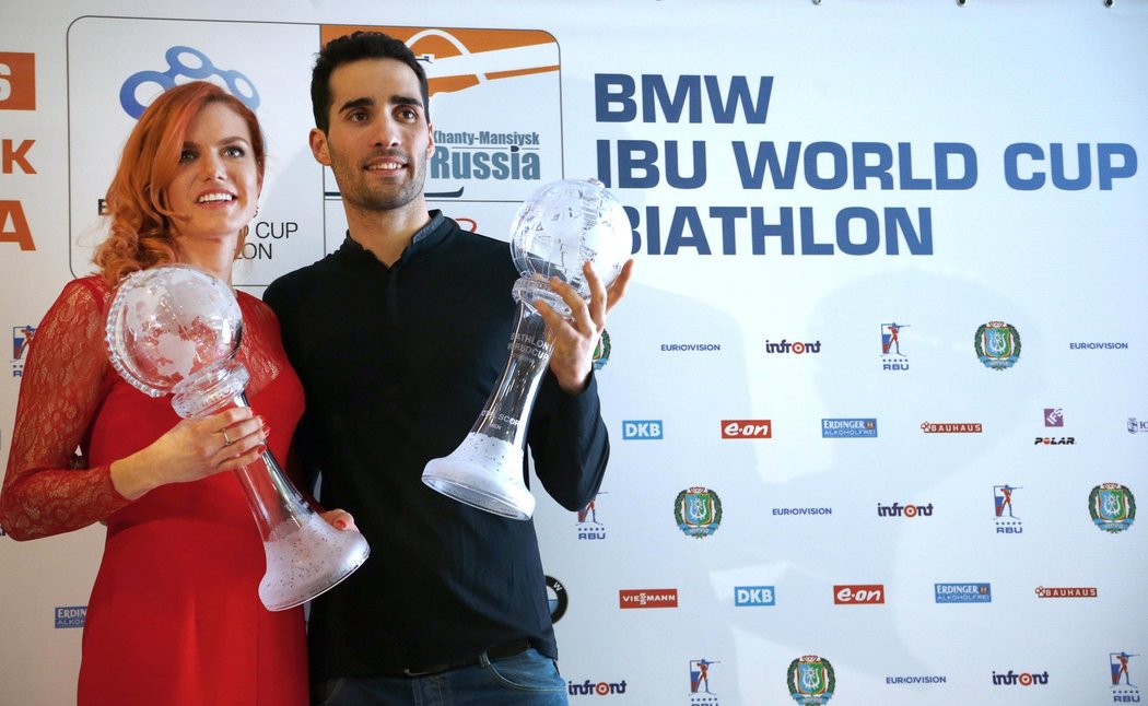 Nejlepší biatlonisté uplynulé sezony Gabriela Soukalová a Martin Fourcade