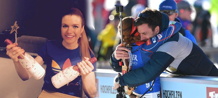 Zlatá a bronzová biatlonistka z MS Gabriela Koukalová už s manželem v Hochfilzenu oslavila Valentýna