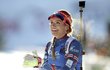 Gabriela Koukalová se raduje ze zlaté medaile ve sprintu na MS v Hochfilzenu