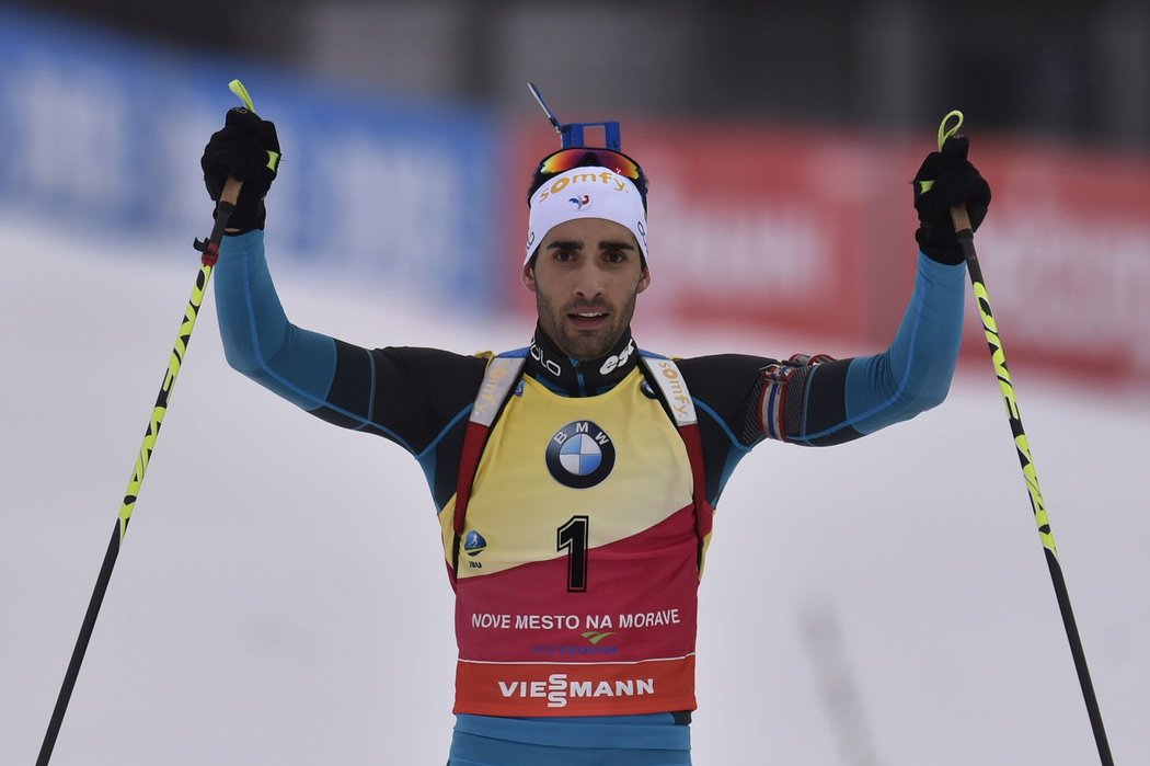 Vítěz závodu SP v Novém Městě na Moravě s hromadným startem, francouzský suverén Martin Fourcade