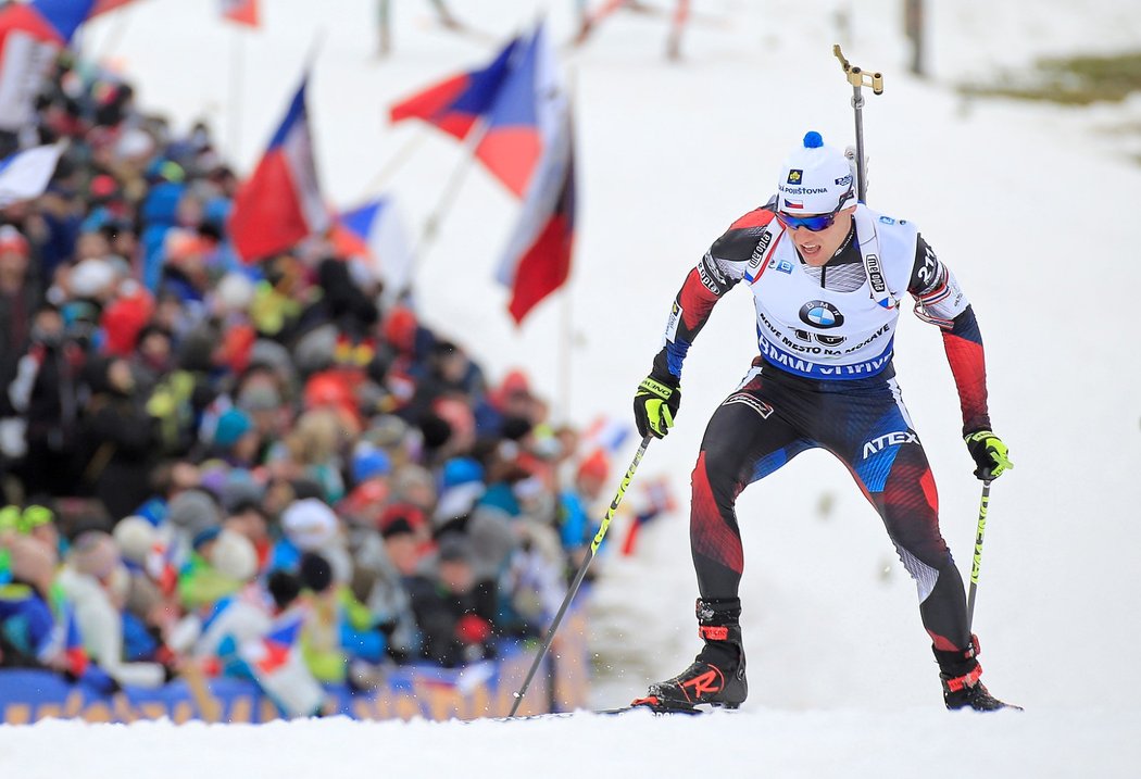 Michal Krčmář během závodu s hromadným startem v Novém Městě