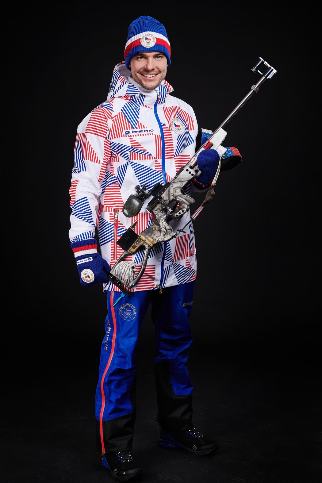 Biatlonista Michal Krčmář v nové olympijské kolekci