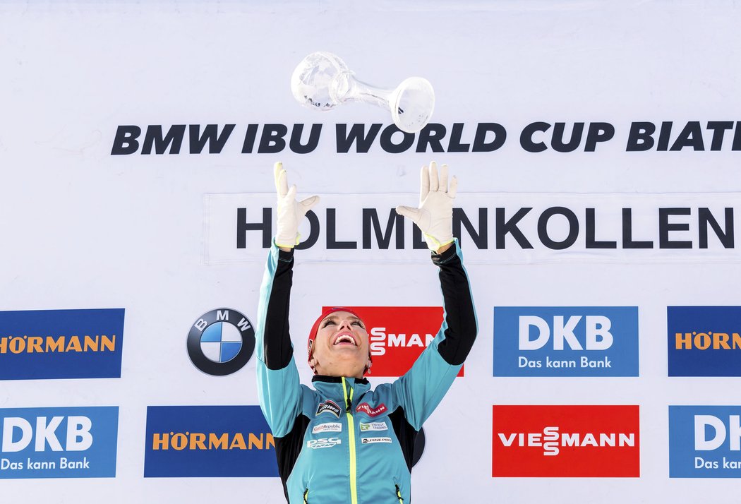 Gabriela Koukalová dojela v Oslu druhá, ale obdržela malý globus za závody s hromadným startem