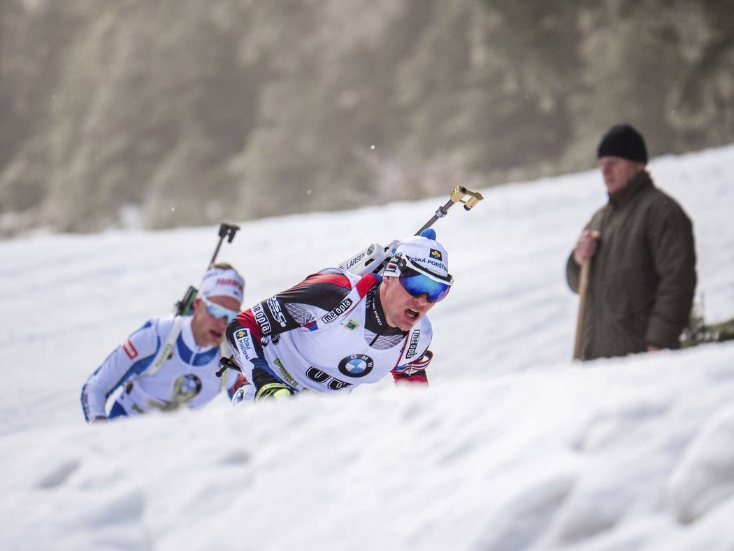 Michal Krčmář dopadl z českých biatlonistů ve sprintu v Pokljuce nejlépe