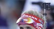 Gabriela Soukalová krátce poté, co zvítězila v závodě SP v biatlonu v německém Ruhpoldingu