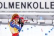 Česká biatlonistka Gabriela Soukalová během závodu na mistrovství světa v Norsku