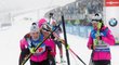 České biatlonistky po úspěšné štafetě v německém Oberhofu, kde dojely na nečekaném třetím místě