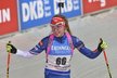 Juniorka Markéta Davidová v cíli svého prvního závodu Světového poháru. V Novém Městě na Moravě jí těsně utekl postup do stíhačky.