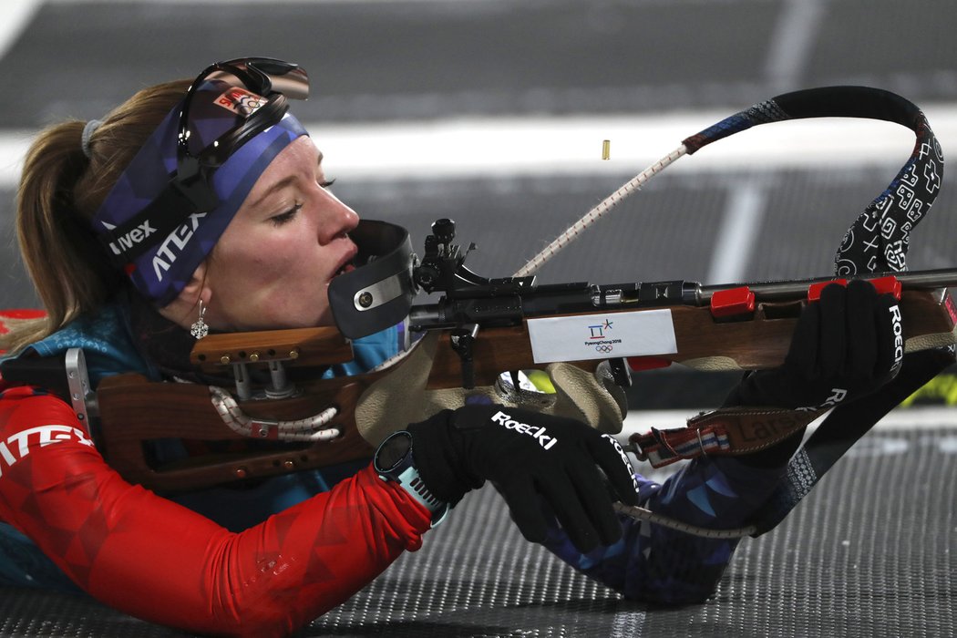 Slovenská biatlonistka Paulína Fialková na pondělním tréninku před závodem smíšených štafet