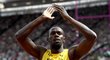 Jamajský sprinter Usain Bolt při rozběhu štafet na 100 metrů na šampionátu v Londýně