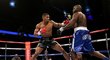 Anthony Joshua (vlevo) v souboji s Kevinem Johnsonem