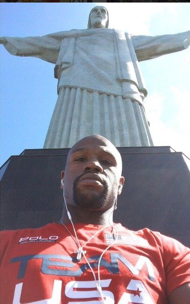 Během návštěvy na olympiádě v Riu de Janeiro. Floyd Mayweather a Ježíš.