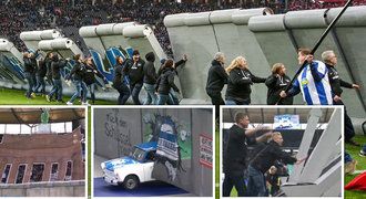 Hertha a její úchvatné choreo. Trabant proti Berlínské zdi přímo na hřišti