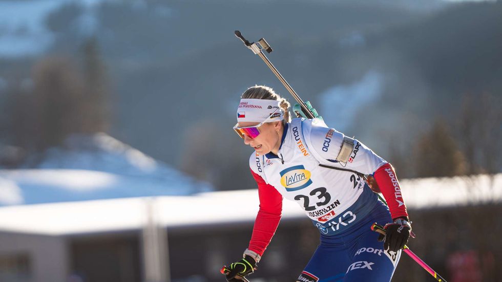 Lucie Charvátová ve stíhačce v Hochfilzenu