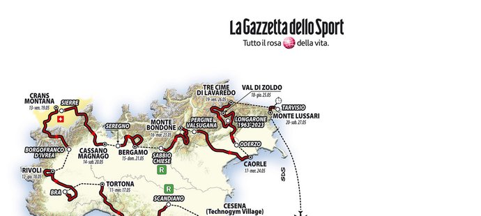 Celková trasa Gira d Italia 2023