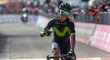 Kolumbijský cyklista Nairo Quintana v cíli úspěšné etapy na italském Giru
