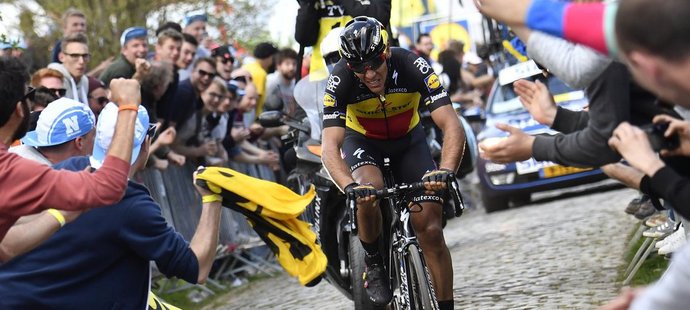 Philippe Gilbert na trati klasického závodu Kolem Flander