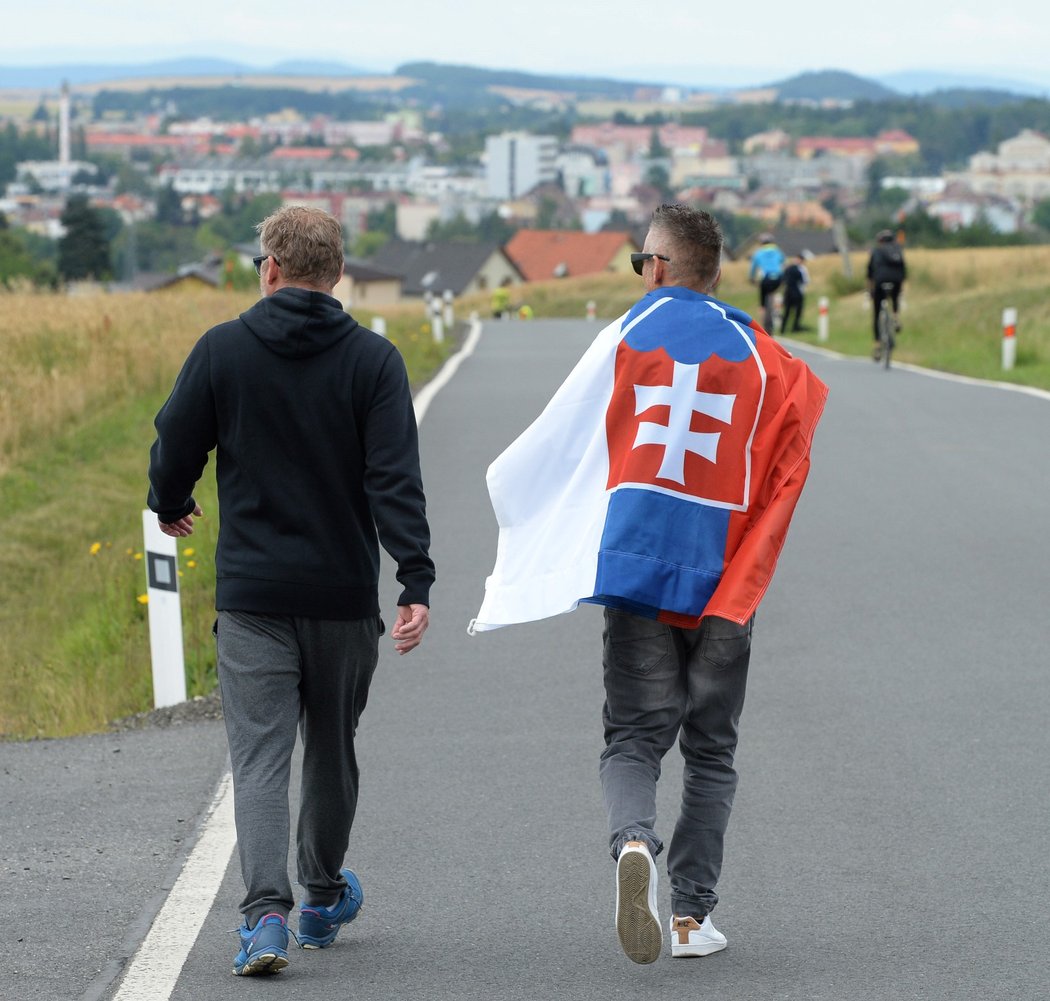 Slovenští fanoušci na mistrovství ČR a SR v silniční cyklistice podporovali především Petera Sagana