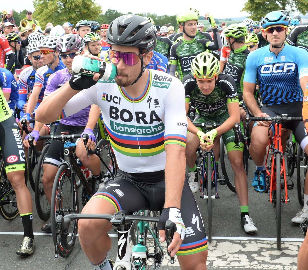 Peter Sagan na startu mistrovství republiky Česka a Slovenska v roce 2018